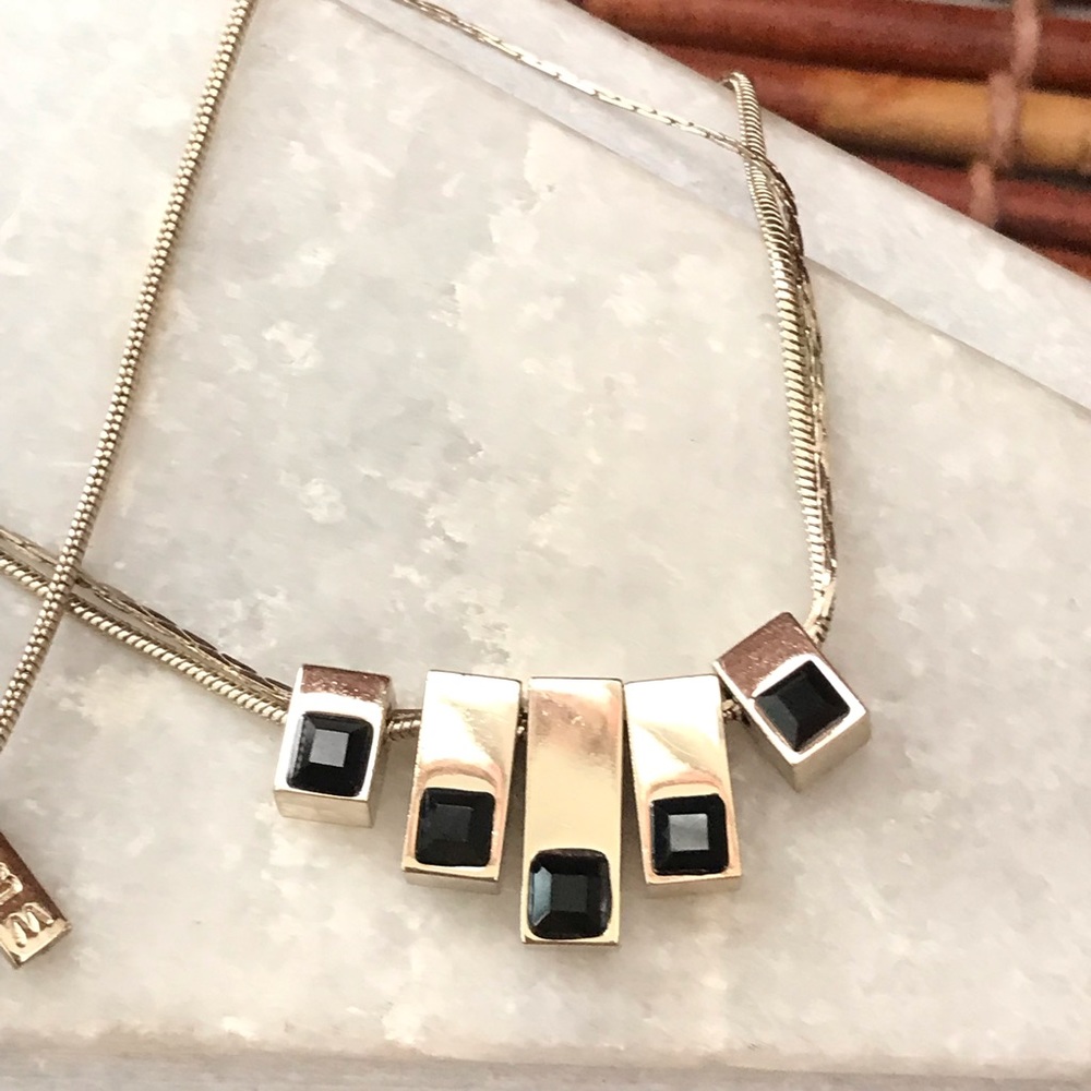 White House Black Market Reversible Rhinestone or Black Glass Necklace Necklace - Picture 3 of 7